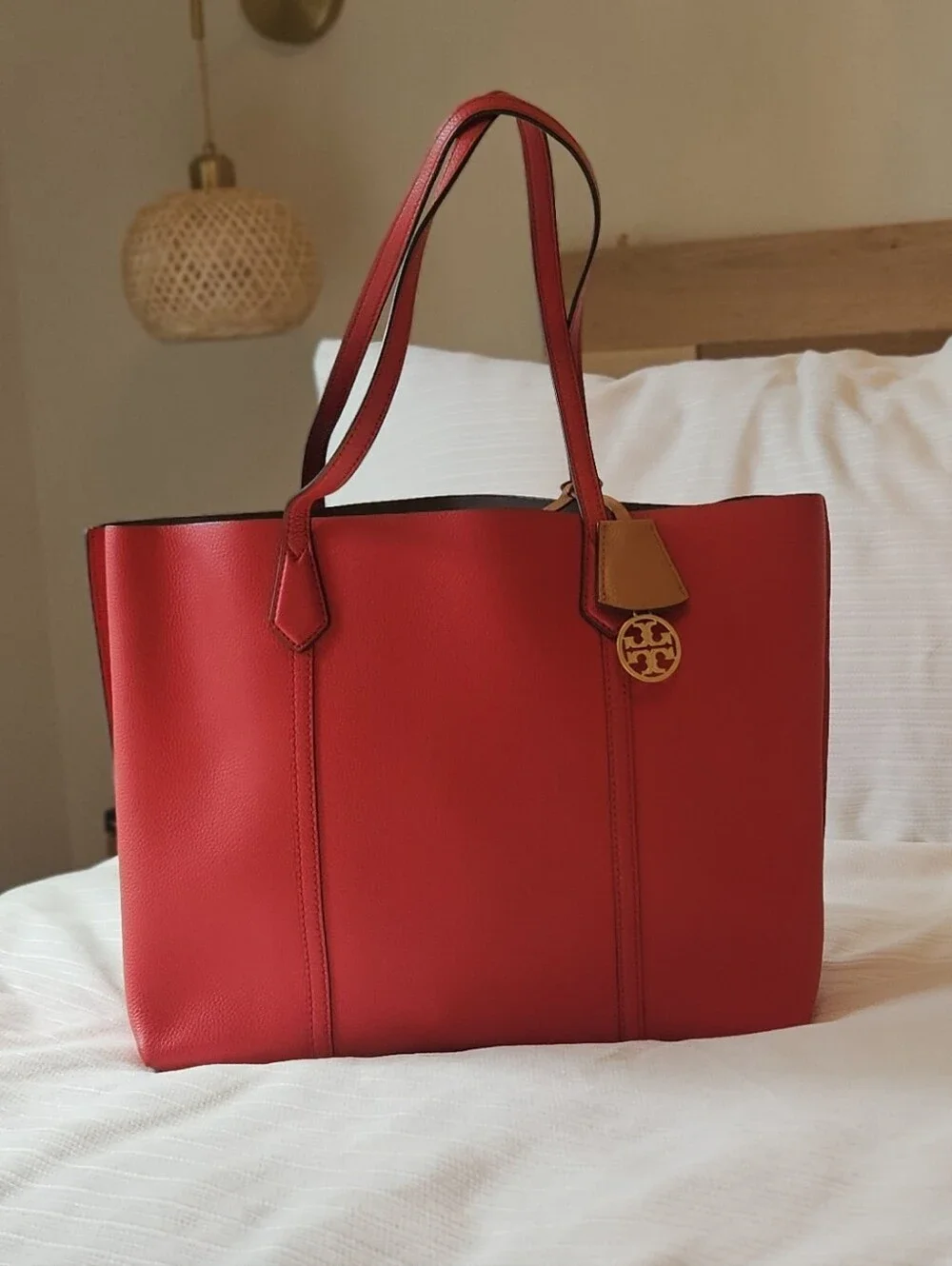 Tory Burch Perry Triple-Compartment Tote in Brilliant Red